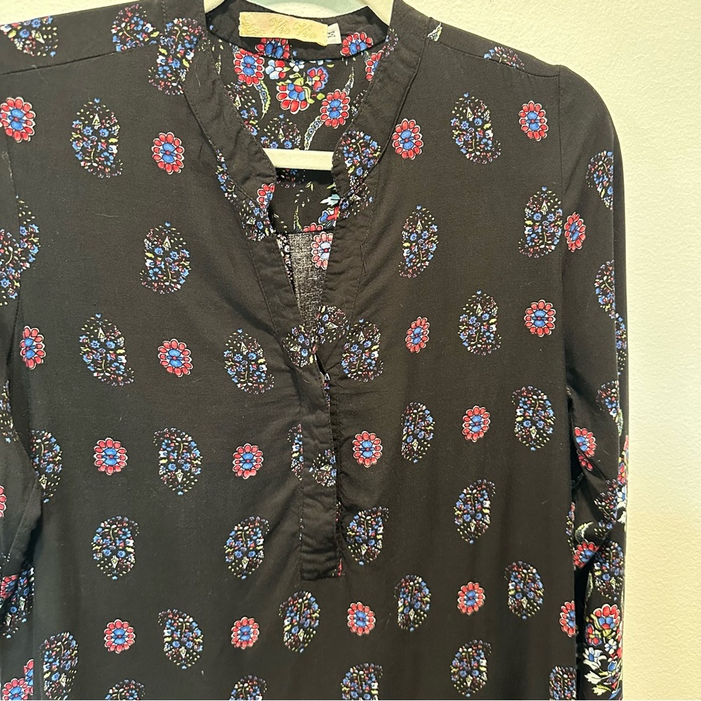 Vic Via Boho V-Neck Button Down Long Sleeve Sheath Shirt Dress Women’s size M - Picture 6 of 10